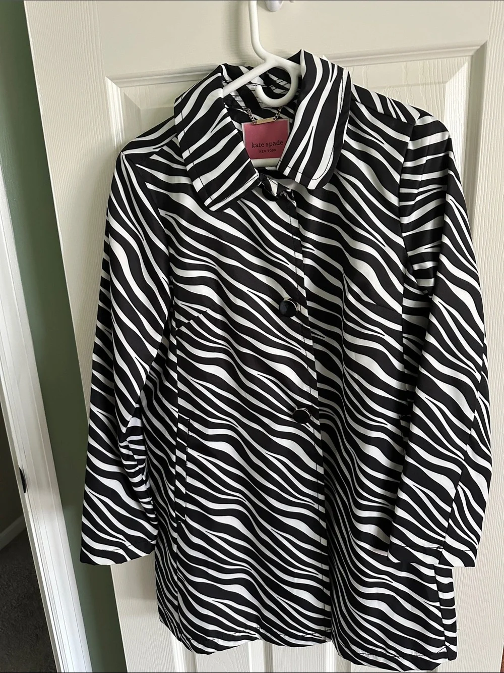 kate spade Black and White Zebra-Print Trench Coat